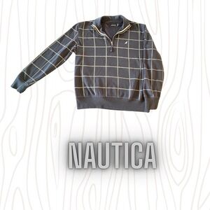 Nautica Gray Checkered Pullover